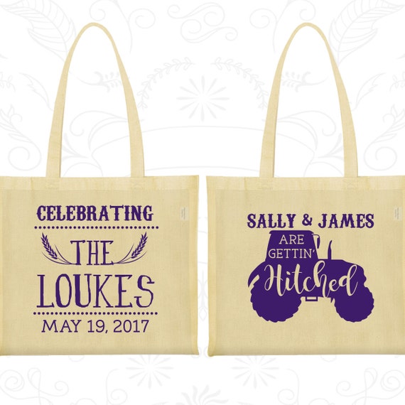 Gettin Hitched Bags Cheap Cotton Tote Bags Farm Wedding Bags
