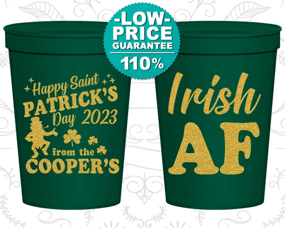 St Patricks Day Stadium Cups, St Patricks Day Party Favors, Saint Pattys Day, Irish Gifts, Irish AF, Shamrock Favors, Shamrock Cups (200012) Il_570xn