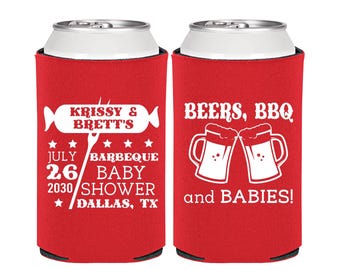 BBQ Baby Shower, Baby Shower Decorations, barbecue Baby Shower, Beers BBQ and Babies, Baby Shower Can Cooler, Baby Shower Items | 90060