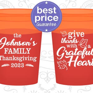 Thanksgiving Color Changing Cups, Thanksgiving Party Favors, Personalized Thanksgiving Gifts, Give Thanks with a Grateful Heart | 260006