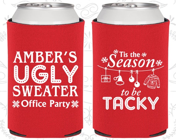 Christmas Favors, Christmas Can Cooler, Holiday, Christmas Office Party Favors, Ugly Christmas Sweater Party, Tacky Sweater Party (280020) Il_570xn