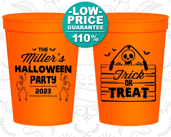 Halloween Stadium Cups, Halloween Favors, Personalized Halloween Cup, Halloween Party Decor, Trick or Treat, Skeleton (250010) Il_570xn