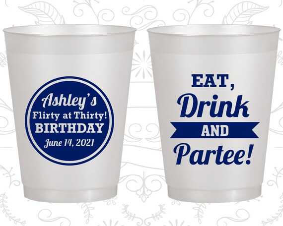 30th Birthday Frosted Cups, Flirty Thirty, Flirty 30, Eat Drink and be Partee, Frosted Birthday Cups (20242) Il_570xn