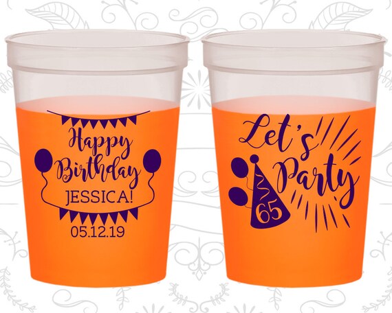 65th Birthday Mood Cups, Lets Party, Happy Birthday, Birthday Color Changing Cups (20283) Il_570xn
