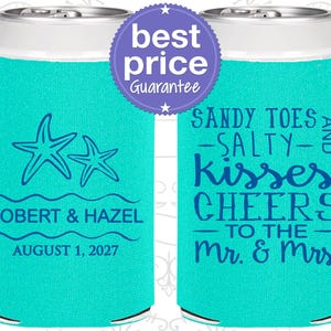 Personalized Wedding Gift, Tropical Wedding Gift, Beach Wedding Favors, Sandy Toes and Salty Kisses, Cheers to the Mr and Mrs | 356