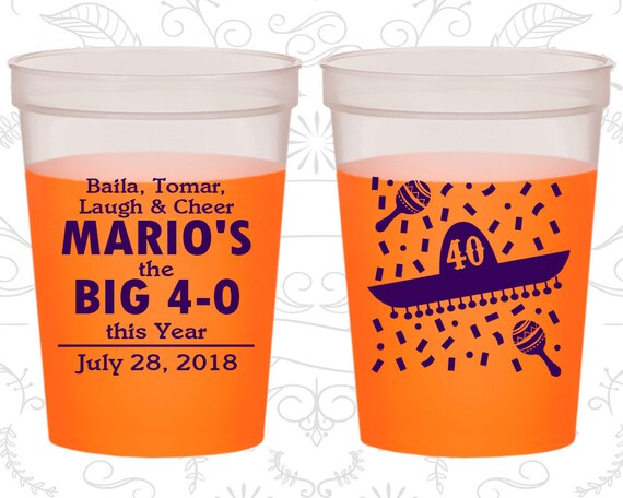 40th Birthday Mood Cups, Fiesta Birthday, Mexican Birthday, Birthday Color Changing Cups (20288) Il_570xn