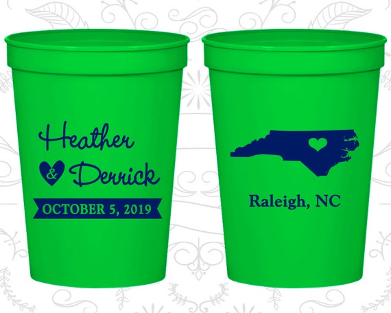 North Carolina Wedding Cups, North Carolina Wedding, Custom Drink Cups, Destination Wedding, State Cups, logo cups (132) Il_570xn