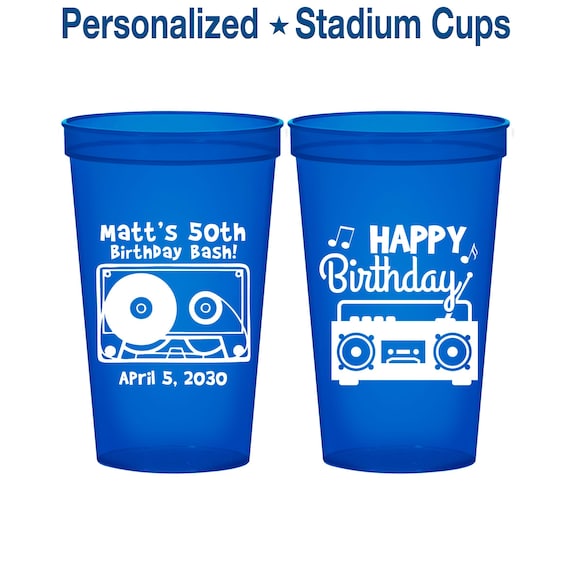 50th Birthday Cups, Custom Birthday Party Cups, Vintage Birthday Cups, Happy Birthday Cups, 80s Birthday Cups, Birthday Cups | 20117