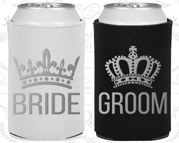 Bride and Groom Can Cooler, Bride and Groom Gift, Bride and Groom Set, King and Queen, Couples Wedding Gift, Bride Groom Gift (320017) Il_570xn