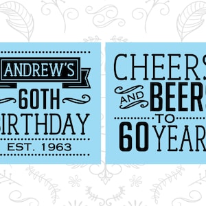 60th Birthday, 60th Birthday Favors, Adult Birthday, Cheers to 60 Years, Cheers and Beers, Party Favors C20001 image 4