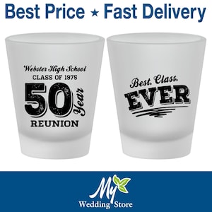 High School Reunion Favors, Class of 1975 Reunion, 50 Year Reunion, Class Reunion Shot Glasses, College Reunion, Reunion Decor | 140014