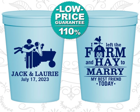 Wedding Favor Cups, Wedding Cups, Plastic Cups, Stadium Cups, Personalized Cups, Personalized Wedding Cups, Farm Wedding (C347) Il_570xn