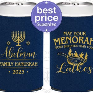 Hanukkah Party Favors, Hanukkah Can Coolers, Hanukkah Decorations, Hanukkah Gift, Jewish Holiday Party, Menorah, Latkes | 270019