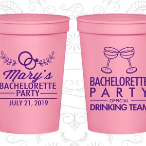 Official Drinking Team, Personalized Bachelorette Stadium Cups, Cocktail Bachelorette Party, Cocktails Girls Bachelorette 60017 image 1