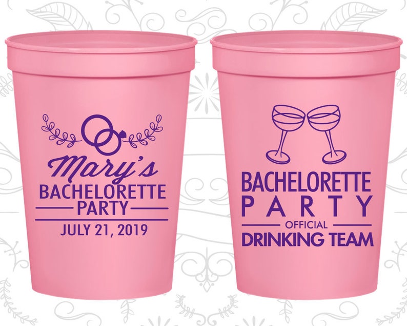 Official Drinking Team, Personalized Bachelorette Stadium Cups, Cocktail Bachelorette Party, Cocktails Girls Bachelorette 60017 image 1