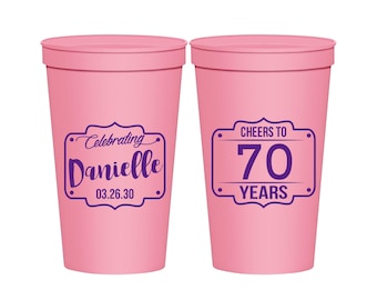 70th Party Favor Cups, Cheers to 70 years Cups, Cheers to Seventy Years, Party Favor Cups, Cheers Party Cups, Cheers Birthday Cups | 20227