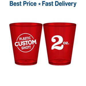 Plastic Shot Glasses, 2 oz Disposable Shot Glass, Custom Promotional Products, Personalized Gifts, Wedding Favors, Bachelorette, Birthday