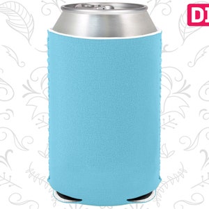 100 Pack Blank Neoprene Can Coolers Placid Blue Blank Coolers Light Blue Collapsible Can Holders Bulk Beer Huggers DIY Crafts image 1