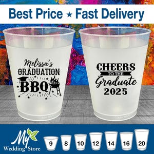 Graduation Party Frosted Cups, High School Graduation Favors, Class of 2025 Cups, College Grad Gifts, Graduation BBQ | 130006