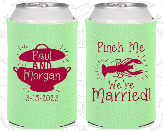 Pinch Me, We are Married, Wedding, Crawfish Boil, Nola Wedding Favors, Crawfish Party, Crawfish Boil Party, Custom Can Coolers (288) Il_570xn