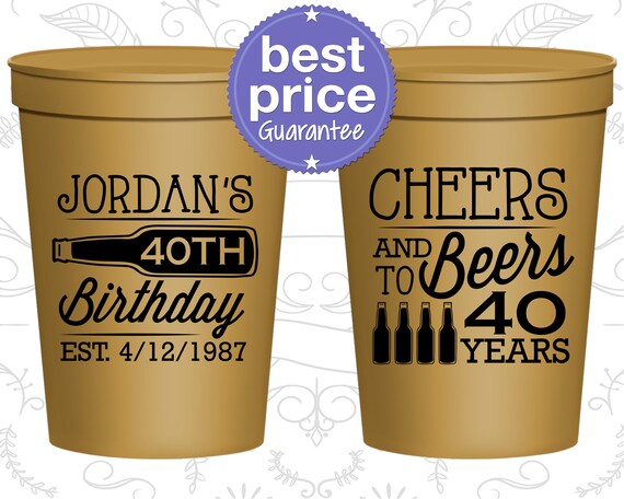 40th Party Favor Cups, Cheers to 40 Years Cups, Cheers and Beers, Party Favor Cups, Cheers Party Cups, Cheers Birthday Cups (C20002) Il_570xn
