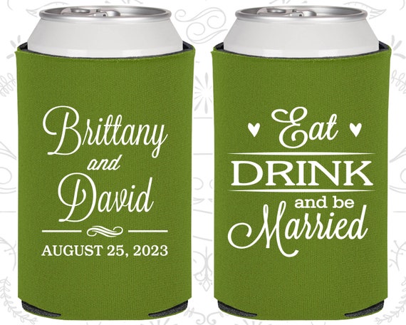 Eat Drink and Be Married Wedding, Wedding Favors, Hearts, Wedding Can Coolers (30) Il_570xn