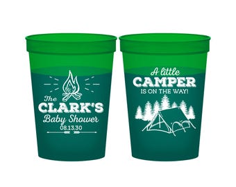 Camping Baby Shower, Baby Shower Color Changing Cups, A Little camper is on the way, Baby Shower Color Change Cup | 90129