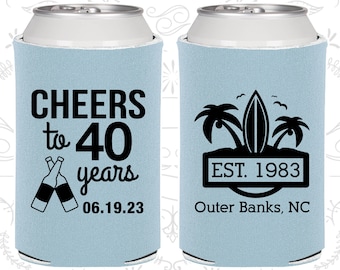 40th Birthday, 40th Birthday Favors, Personalized Birthday Ideas, Cheers to 40 years, Beach Birthday Favors, Tropical Birthday (20226)