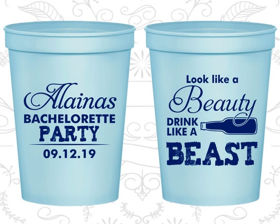 Look like a beauty, Bachelorette Cups, Drink like a beast, Bachelorette Party Cups (60161) Il_570xn