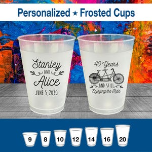 Anniversary Frosted Cups, 40th Wedding Anniversary Party Favors, Anniversary Gift, Ruby Anniversary, 40 Years and Enjoying the Ride | 80025