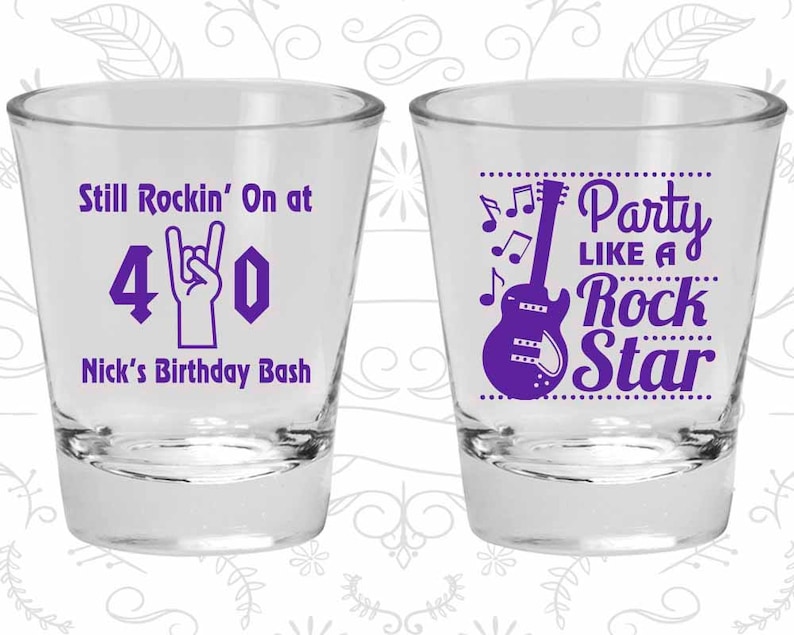 40th Birthday Shot Glasses Cheap Birthday Shot Glasses Rock Etsy