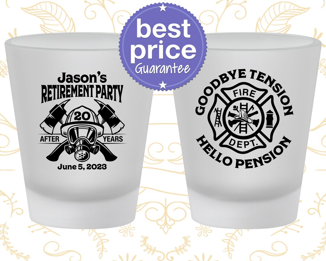 Retirement Shot Glasses, Retirement Party Favors, Retirement Gifts