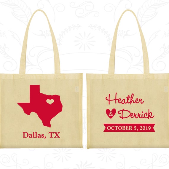 Texas Wedding, Texas Tote Bags, Custom Canvas Tote Bags, Destination
