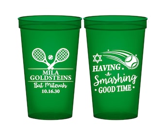 Bat Mitzvah Party Cups, Bat Mitzvah Favors, Bat Mitzvah Ideas, Batmitzvah Gift, Tennis Bat Mitzvah, Sports Bat Mitzvah | 120018