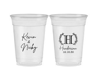Personalized Disposable Cups, Monogrammed, Monogram, Cheap Monogram Soft Sided Cups | 805
