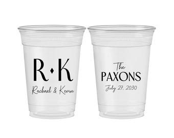 Personalized Disposable Cups, Monogram, Two Initials, Cheap Monogram Soft Sided Cups | 802