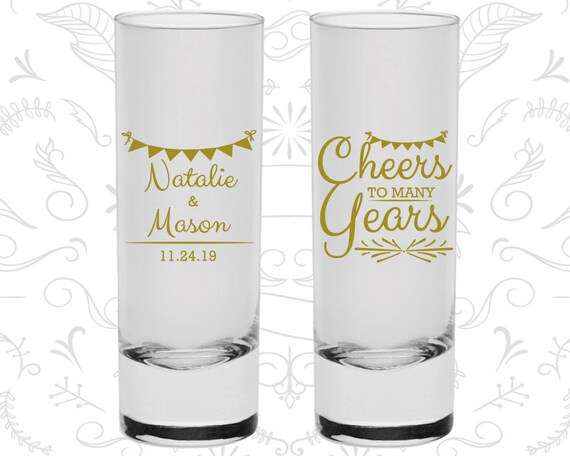 Download Couples Shower Shot Glasses Spring Wedding Shot Glasses 327 Promotional Glasses Custom Shot Glass Cheers To Many Years Shot Glasses Party Favors Games Paper Party Supplies