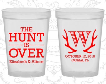 Deer Antler Monogram Cups, Custom Cups, The Hunt is Over Cups, Antler Wedding Cups, logo cups (42)