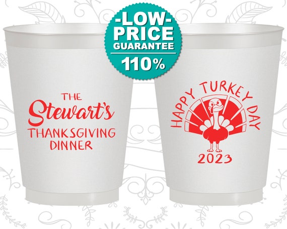 Thanksgiving Frosted Cups, Thanksgiving Favors, Custom Thanksgiving, Family Thanksgiving, Happy Turkey Day (260021) Il_570xn