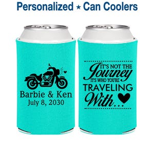 Wedding Ideas, Motorcycle Wedding Favor, Destination Wedding Favors, Its not the Journey, Its who your traveling with, Can Coolers | 388 image 1