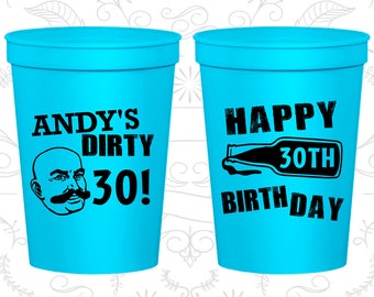 30th Birthday Party Cups, Custom Birthday Favor Cups, Beer Bottle, Happy Birthday Cups, Birthday Party Cups (20012)