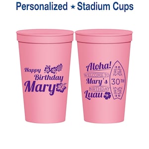 30th Party Favor Birthday Cups, Aloha Fun Birthday Favors - Lua | 20136