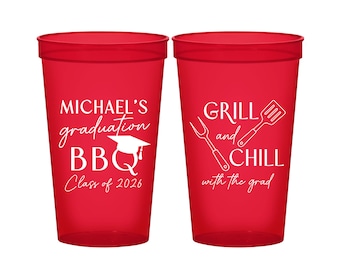 Graduation Party Cups, Graduation Favors, Grad Party Decorations, High School Graduation Party, Class of 2026 Cups, Graduation BBQ | 130009