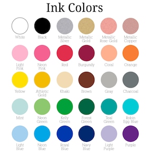 a color chart with different colors of ink