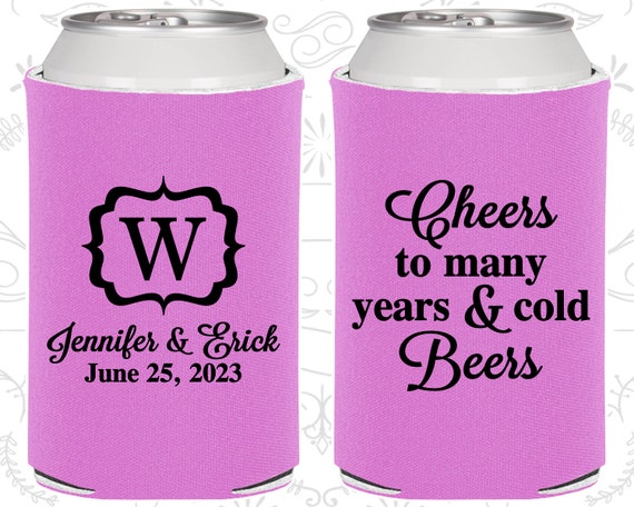 Cheers to Many Years and Cold Beers, Custom Wedding Favors, Monogram Wedding, Monogrammed Gifts, Wedding Drink Cooler (242) Il_570xn