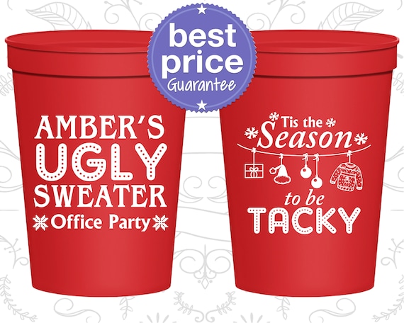 Christmas Plastic Cups, Holiday Cups, Christmas Office Party Favors, Ugly  Christmas Sweater Party, Tacky Sweater Party 280020 