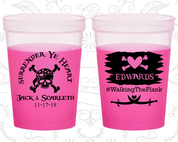 Surrender Ye Heart, Pirate, Custom Party Mood Cups, Walking the Plank, Pirate Wedding, Blue Mood Cups (592) Il_570xn