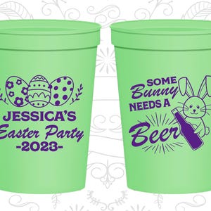 Easter Party Cups, Easter Party Favors, Easter Party Gifts, Easter Décor, Easter Brunch, Some Bunny needs a beer | 210018