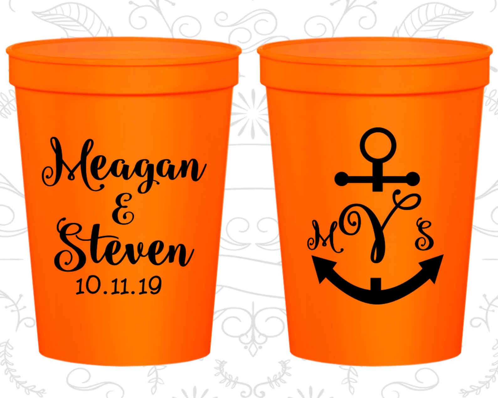 Monogram Plastic Cups Monogram Cups Monogram Wedding Cups Etsy