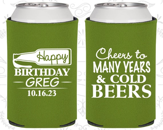 Happy Birthday, Beer Birthday Party, Cheers to many years and cold beers, Birthday Can Coolers, Birthday Coolies (20294) Il_570xn
